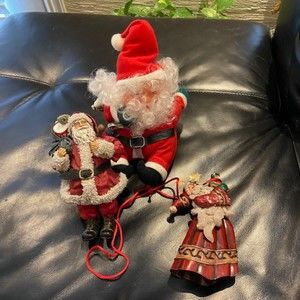 SANTA CLAUS COLLECTION 3 Santas Christmas Home Decor Metal Stuffed Paper
